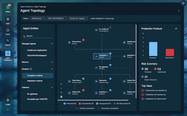 A unified view of an agent and the state it depends on. Cohesity Agent Resilience