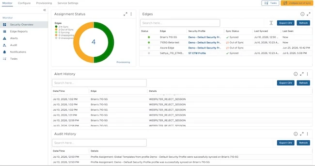 Security Overview dashboard Arista Networks Edge Threat Management