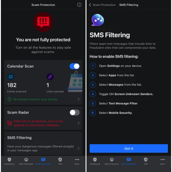 Scam Alert Bitdefender Mobile Security iOS