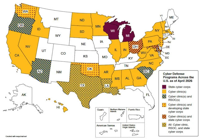 Cyber defense programs in the U.S. as of April 2026 community cyber defense programs