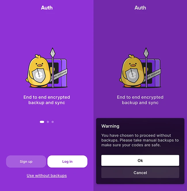 account creation Ente Auth