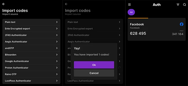importing accounts Ente Auth