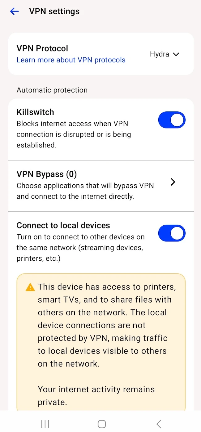 VPN setting F-Secure Internet Security