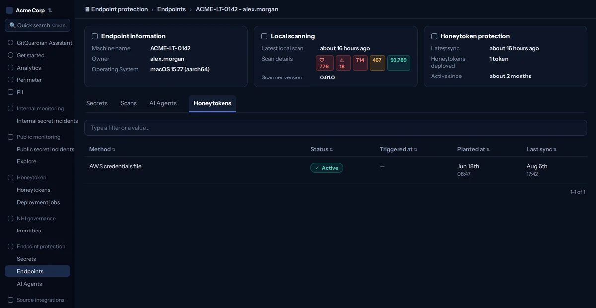 GitGuardian honeytoken decoy service