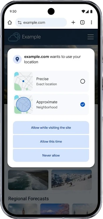 Chrome Android hide location