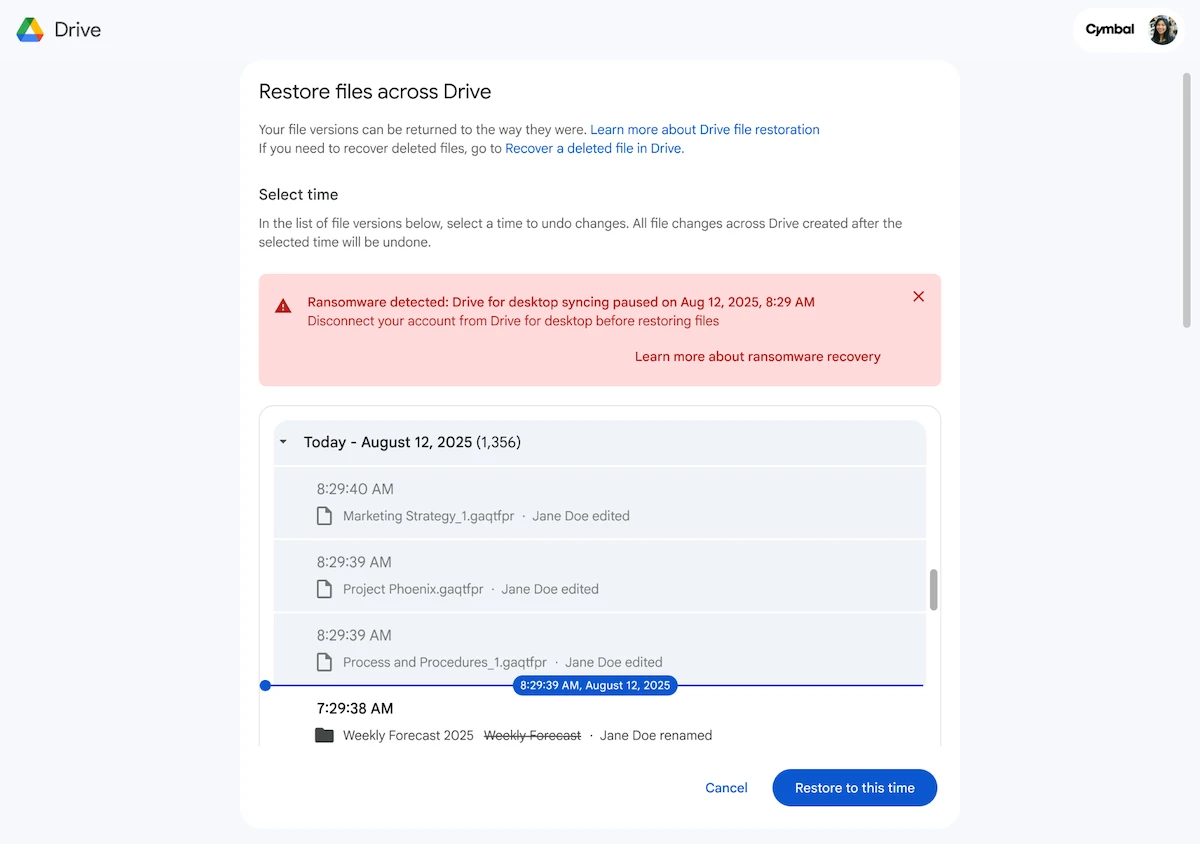 Google Drive ransomware detection