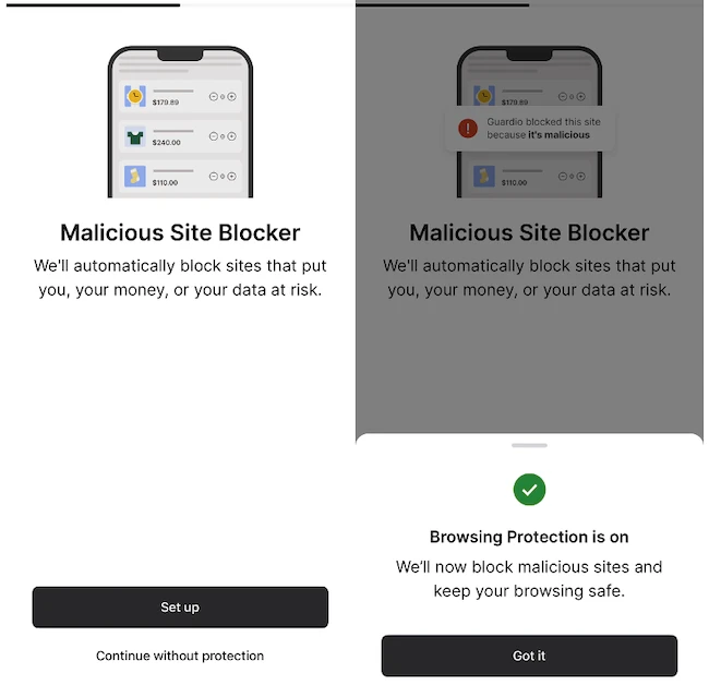 browsing protection Guardio Mobile Security