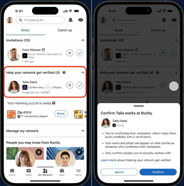 LinkedIn profile verification