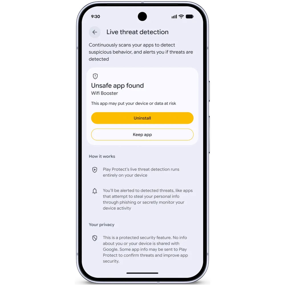 Live Threat Detection Android security 2026