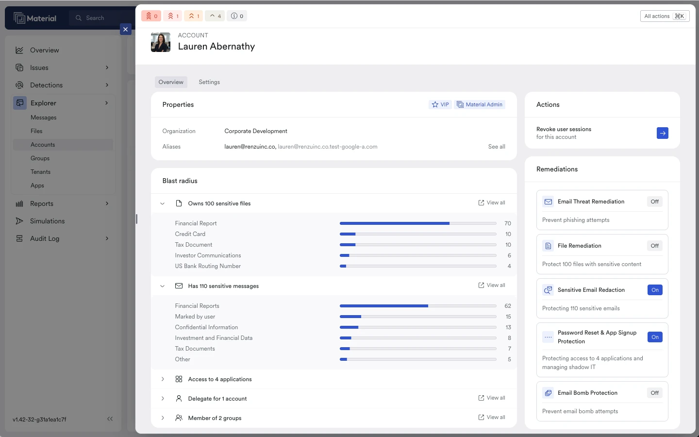 Account Material Security platform