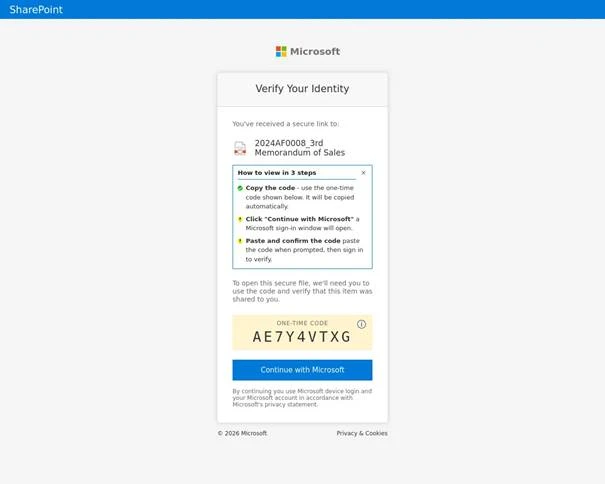 identity verification device code phishing campaign