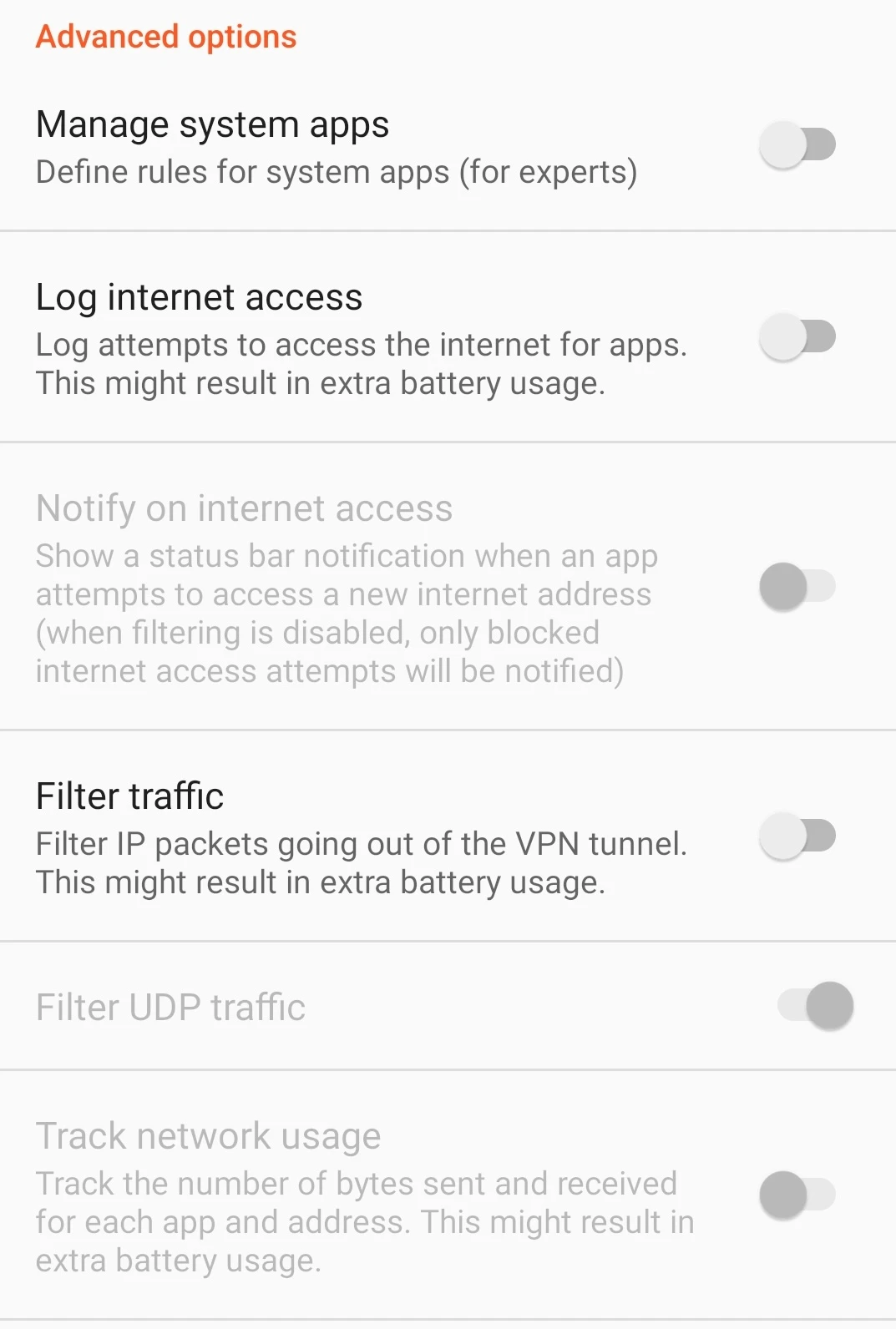 NetGuard Android firewall