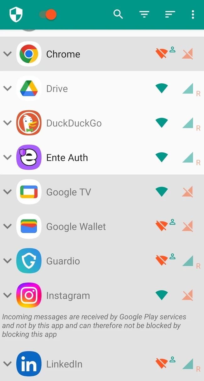 NetGuard Android firewall