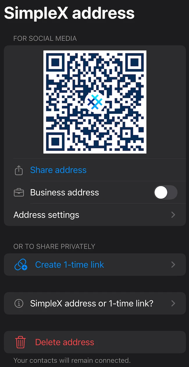 Adding contacts SimpleX Chat