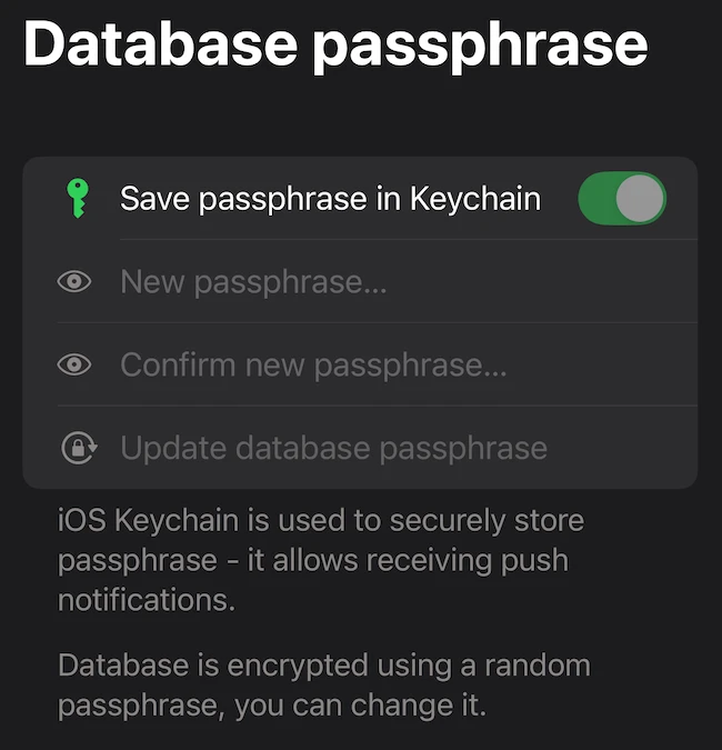 Passphrase SimpleX Chat