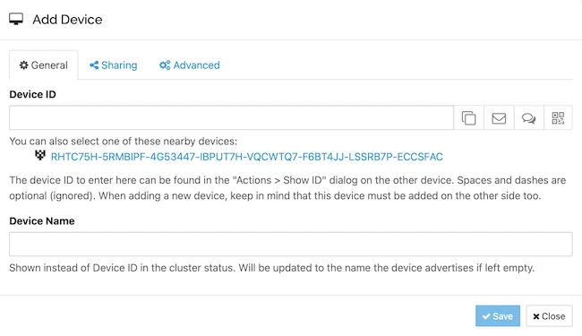 Syncthing private file synchronization
