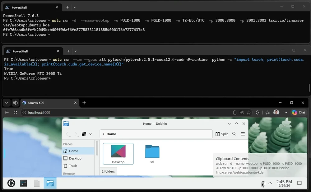 WSL containers