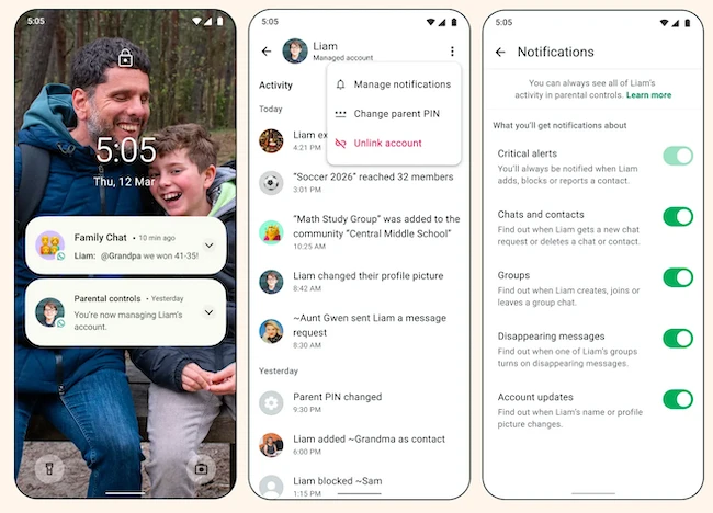 WhatsApp parent-managed accounts