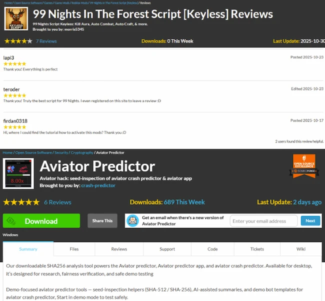 Positive engagement on SourceForge crypto stealing malware