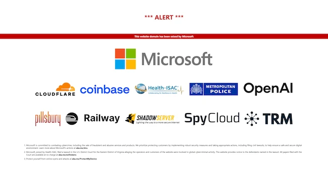 Seizure notice EvilTokens phishing service disrupted