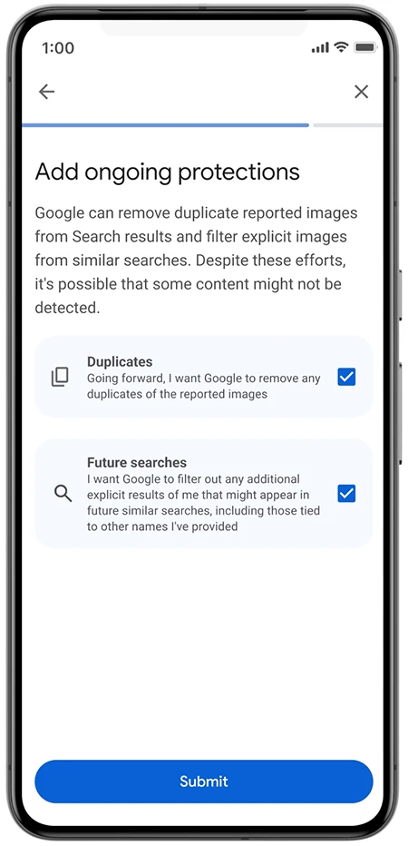 Google sensitive data removal