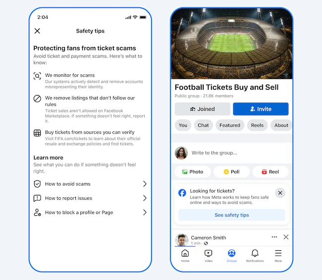 World Cup ticket scam safety tips on Facebook OPIS