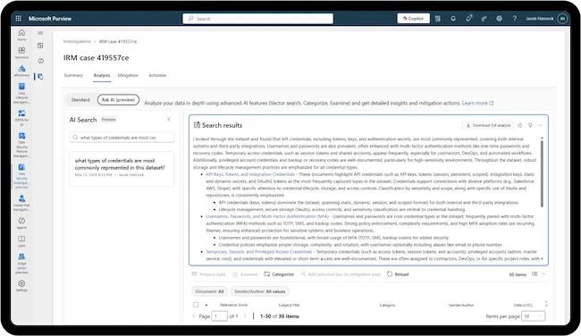 Purview Data Security Investigations