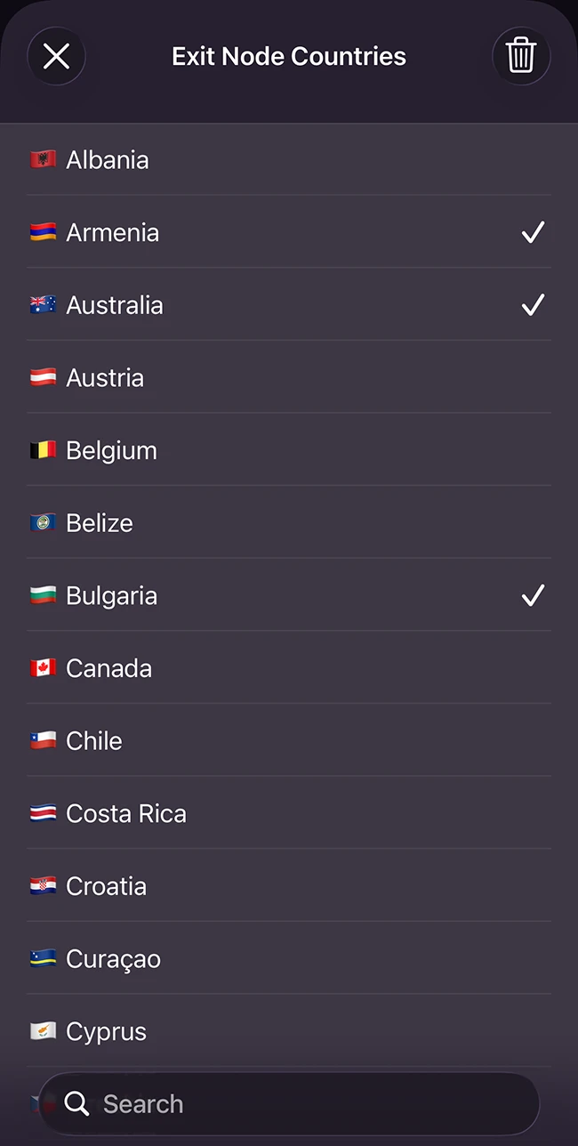 Exit country control