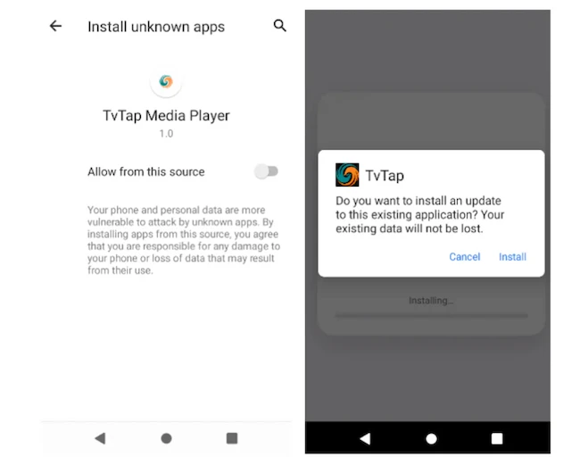 The dropper asks the victim for permission to install other apps. RemControl Android banking trojan