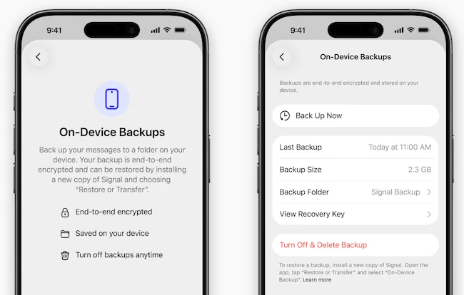 Signal iOS backup