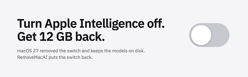 RemoveMacAI turn off Apple Intelligence