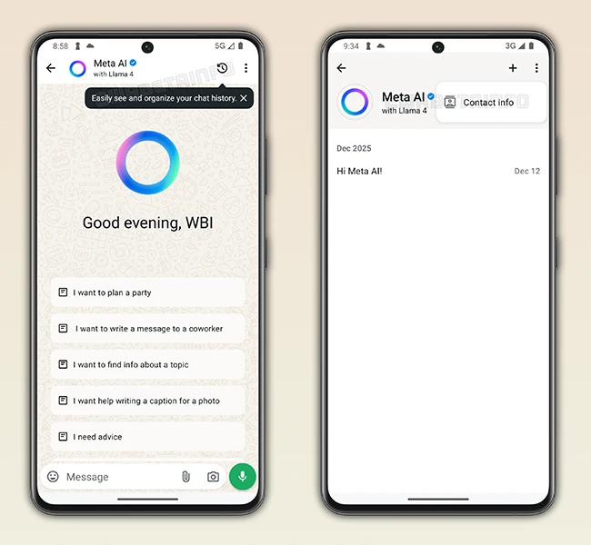 WhatsApp chats Meta AI